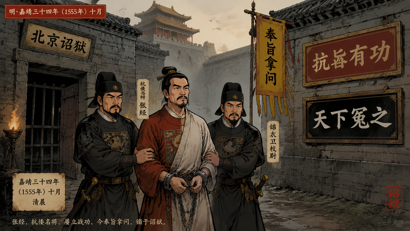 嘉靖三十四年十月张经被锦衣卫押解出牢房