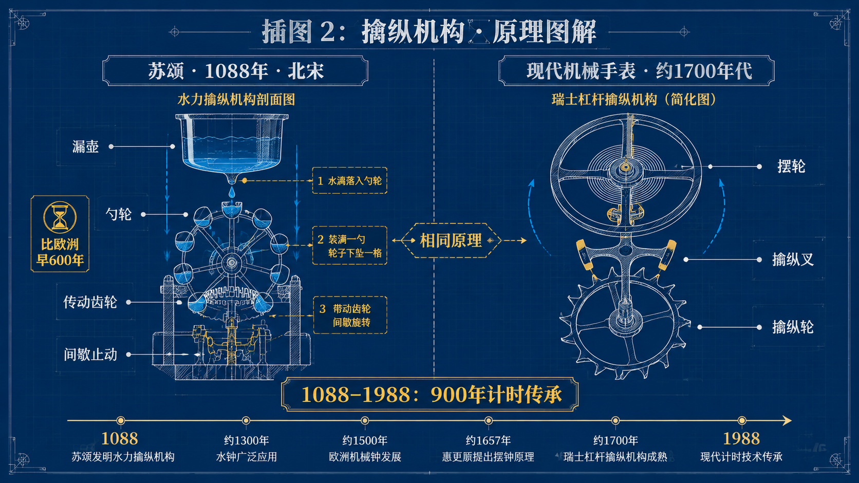 水运仪象台的擒纵机构原理图解