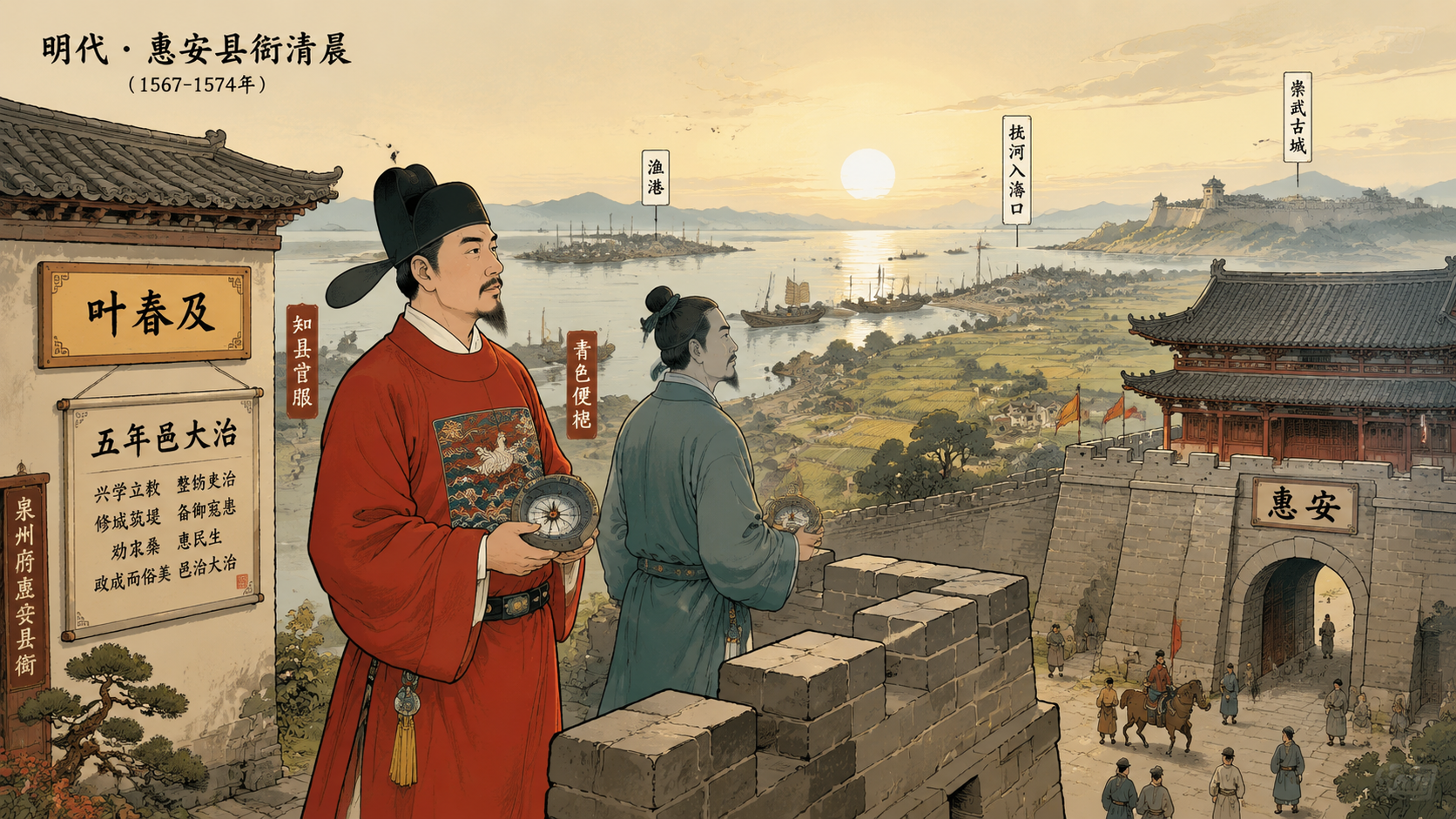 明代福建泉州府惠安县衙清晨叶春及巡城
